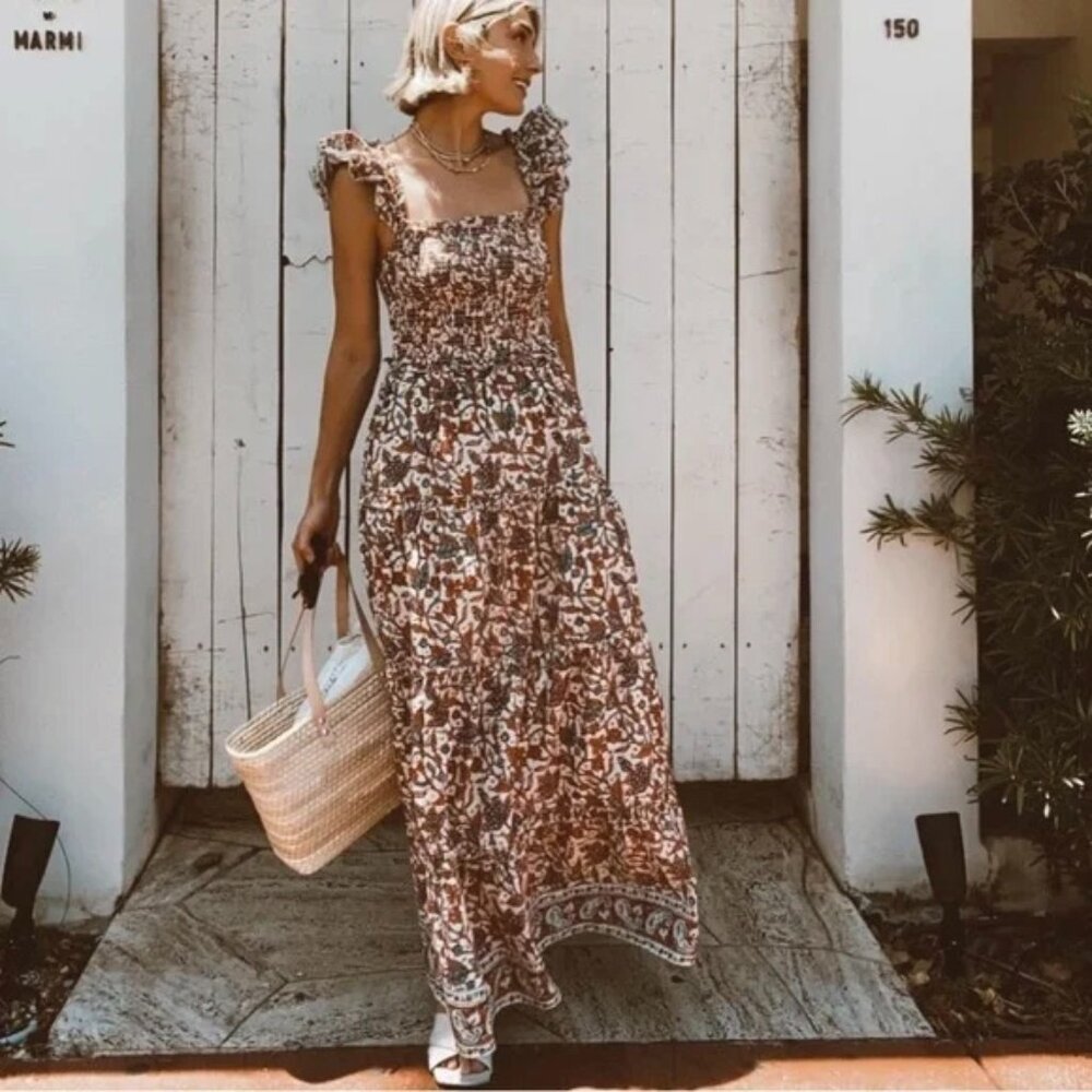 NWOT Anthropologie Fredrika Ruffle Tiered Maxi Dress